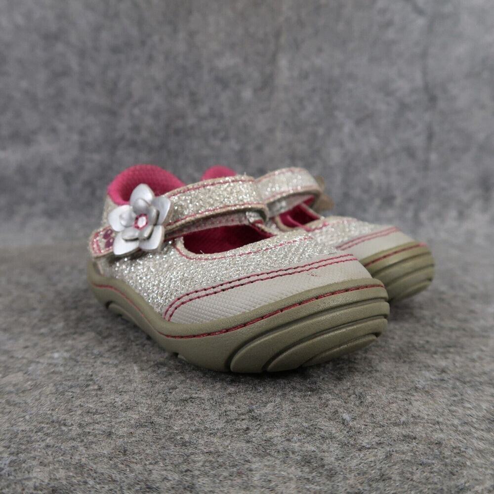 Stride Rite Surprize Shoe Baby 3 Mary Jane Pauline Glitter Adjustable Strap Grey